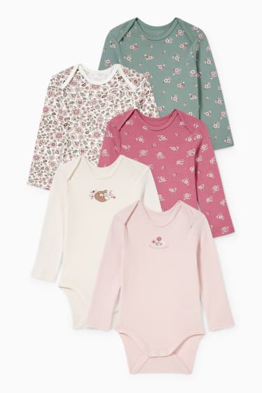 Baby: meisjes - Set van 5 - rompertje - crème wit