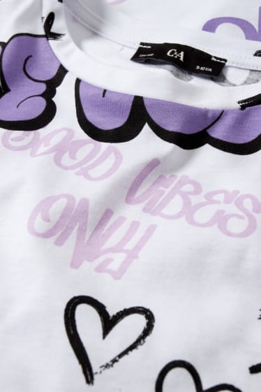 Kinder Mädchen - Kurzarmshirt - gemustert - weiß