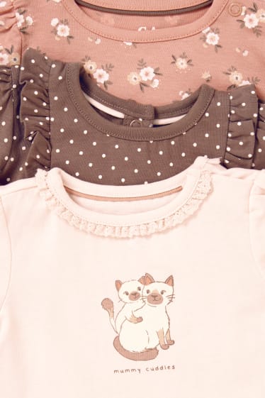 Bebeluși - Multipack 3 buc. - tricou cu mânecă lungă bebeluși - roz