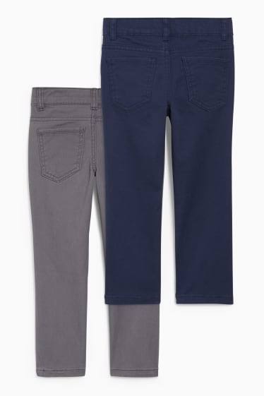 Kinder Jungen - Multipack 2er - Hose - Slim Fit - grau-melange