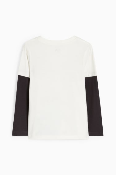 Kinderen: jongens - Longsleeve - 2-in-1-look - crème wit