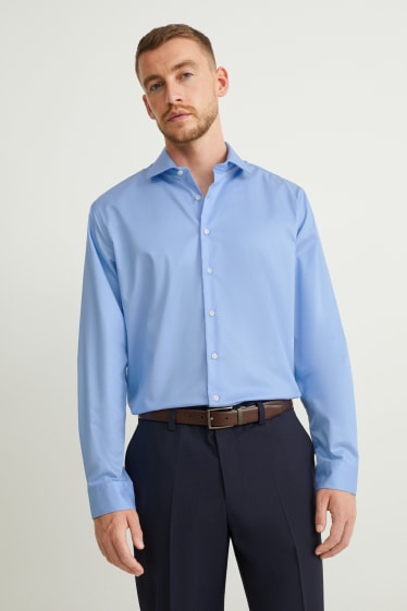 Uomo - Camicia business - regular fit - colletto alla francese - senza necessità di stiratura - azzurro