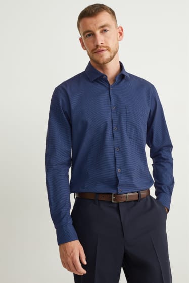 Herren - Hemd - Regular Fit - Cutaway - bügelleicht - dunkelblau