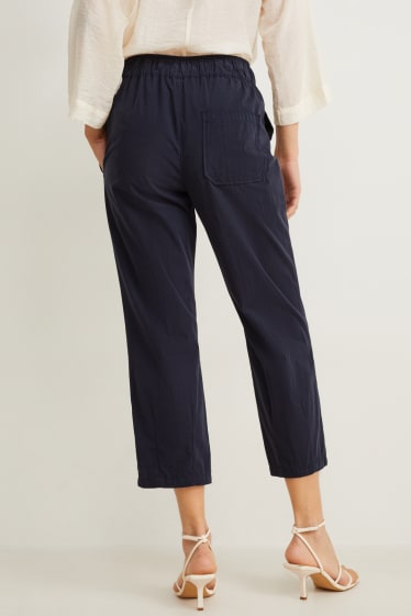 Femmes - Pantalon en toile - high waist - boyfriend - bleu foncé