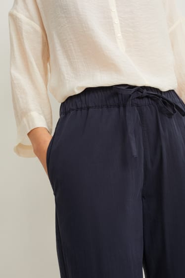 Femmes - Pantalon en toile - high waist - boyfriend - bleu foncé