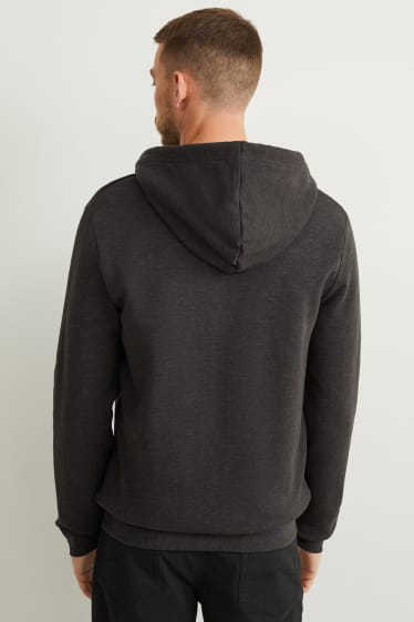 Hommes - Sweat zippé à capuche - gris anthracite