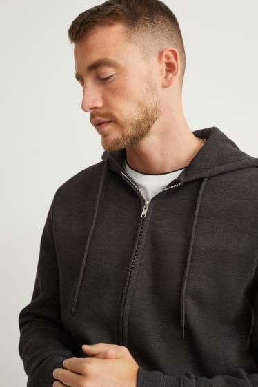 Hommes - Sweat zippé à capuche - gris anthracite