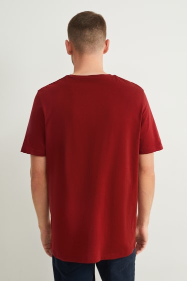 Pánské - Tričko - tmavočervená
