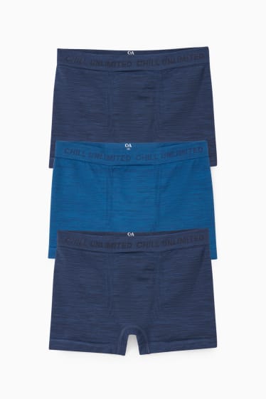 Enfants garçons - Lot de 3 - caleçons - sans coutures - bleu foncé