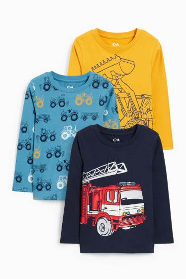Enfants garçons - Lot de 3 - hauts à manches longues - bleu foncé