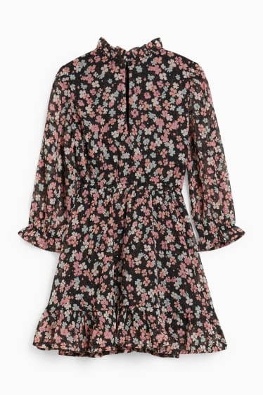 Enfants filles - Robe - à fleurs - bleu foncé