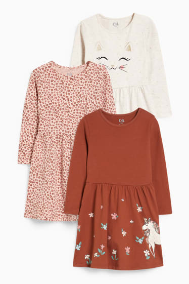 Enfants filles - Lot de 3 - robes - terracotta