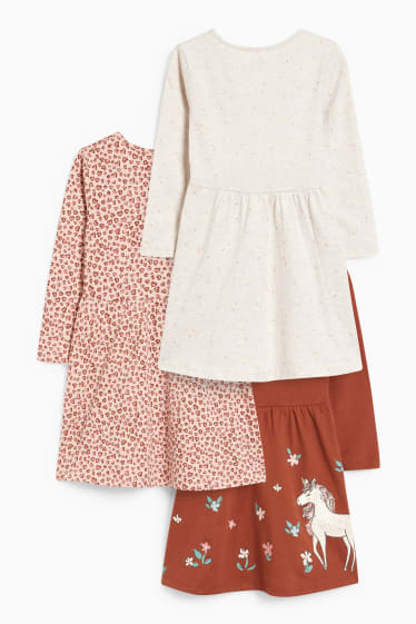 Enfants filles - Lot de 3 - robes - terracotta