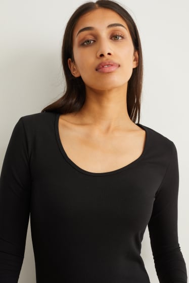 Femmes - Haut basique à manches longues - noir