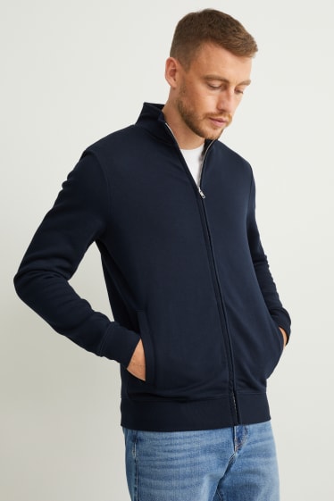 Hommes - Sweat zippé - bleu foncé