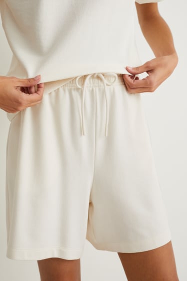 Femmes - Shorts en molleton - blanc crème