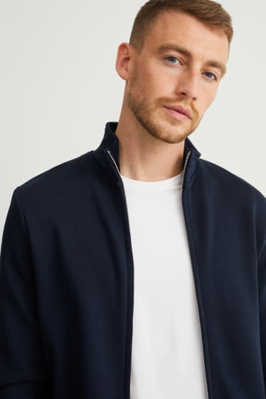 Hommes - Sweat zippé - bleu foncé