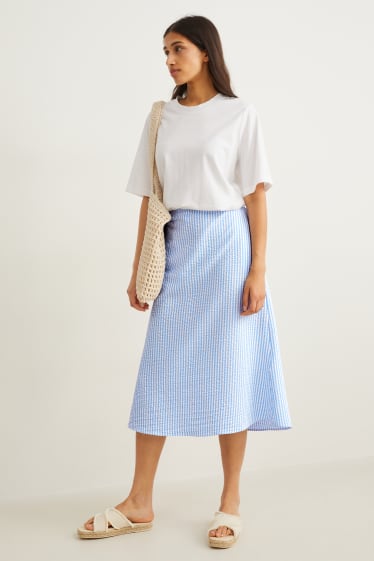 Women - Skirt - striped - white / light blue