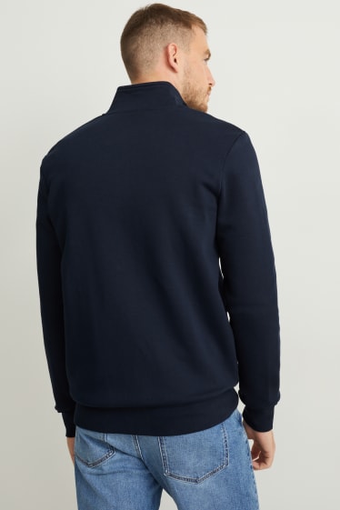 Hommes - Sweat zippé - bleu foncé