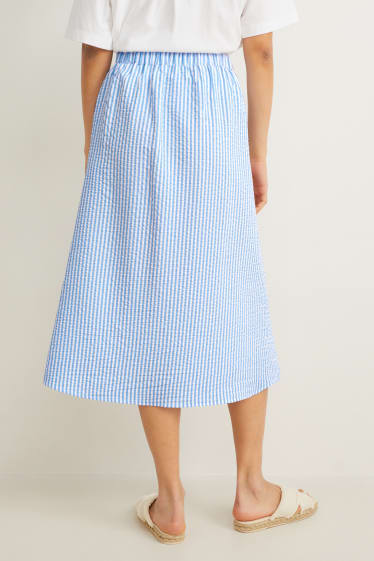Women - Skirt - striped - white / light blue