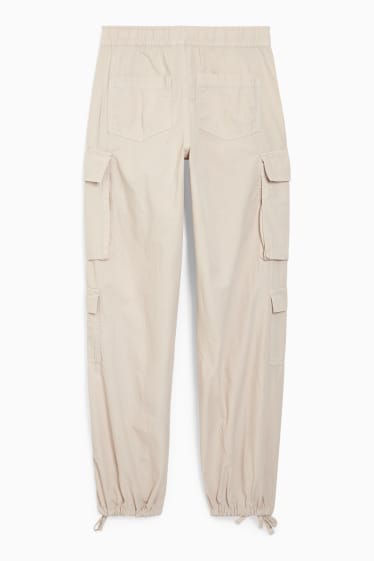 Dames - Cargobroek - mid waist - relaxed fit - licht beige