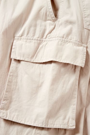 Dames - Cargobroek - mid waist - relaxed fit - licht beige