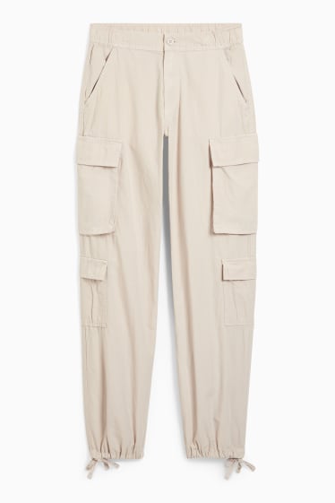 Dames - Cargobroek - mid waist - relaxed fit - licht beige
