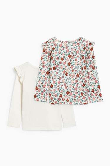 Enfants filles - Lot de 2 - hauts à manches longues - blanc crème