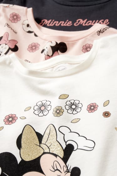 Kinderen - Set van 3 - Minnie Mouse - longsleeve - crème wit