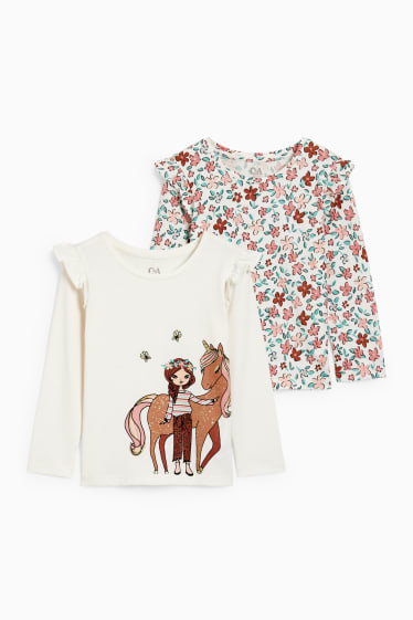 Enfants filles - Lot de 2 - hauts à manches longues - blanc crème