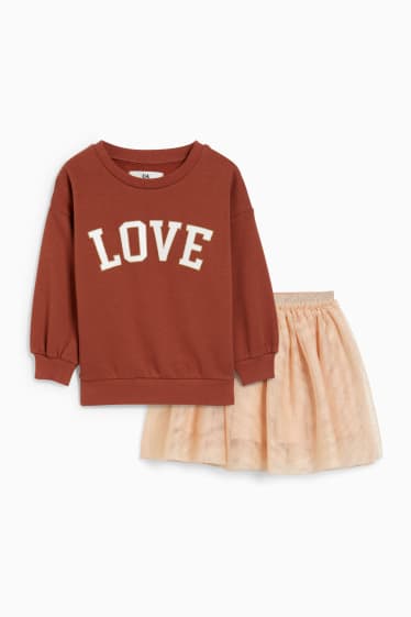 Kinderen - Set - sweatshirt en rok - 2-delig - bruin