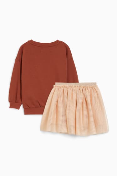 Kinderen - Set - sweatshirt en rok - 2-delig - bruin