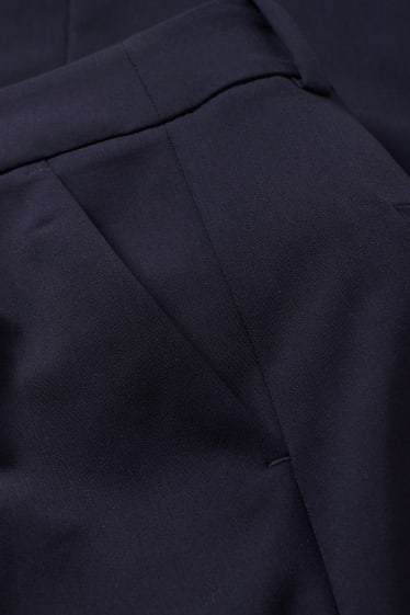 Kobiety - Spodnie biznesowe - wysoki stan - szerokie nogawki - Mix & Match - ciemnoniebieski