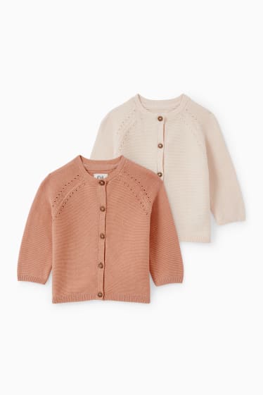 Baby: meisjes - Set van 2 - babyvest, gebreid - roze