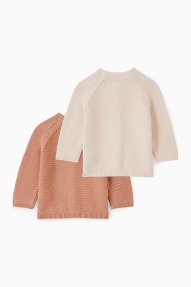 Baby: meisjes - Set van 2 - babyvest, gebreid - roze