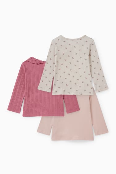 Bébés filles - Lot de 3 - hauts à manches longues bébé - beige clair