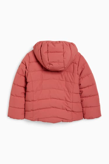 Copii - Jachetă matlasată cu glugă - roz închis