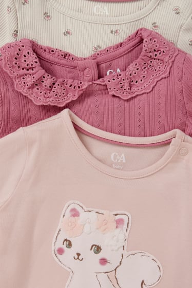 Bébés filles - Lot de 3 - hauts à manches longues bébé - beige clair