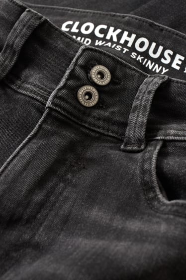 Femei - CLOCKHOUSE - skinny jeans - talie medie - LYCRA® - denim-gri închis