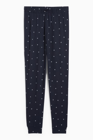 Mujer - Pantalón de pijama - de flores - azul oscuro
