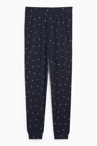 Mujer - Pantalón de pijama - de flores - azul oscuro