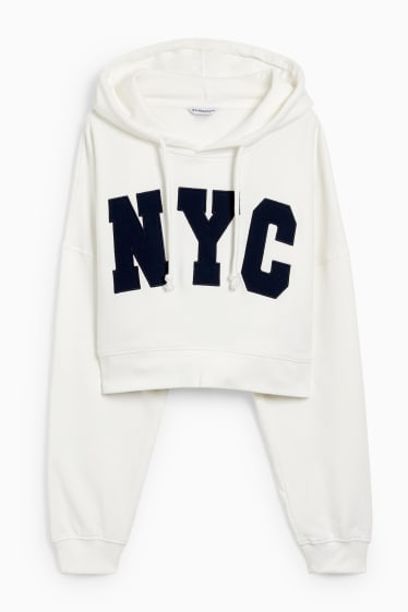 Damen - Crop Hoodie - cremeweiss