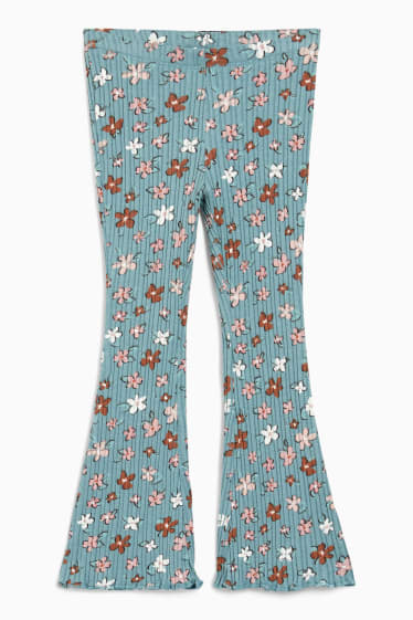Enfants filles - Legging flared - à fleurs - bleu