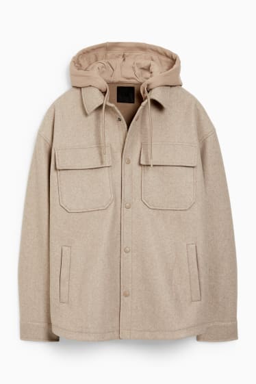 Hommes - Veste-chemise à capuche - beige clair