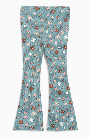 Enfants filles - Legging flared - à fleurs - bleu