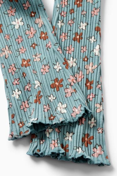 Enfants filles - Legging flared - à fleurs - bleu