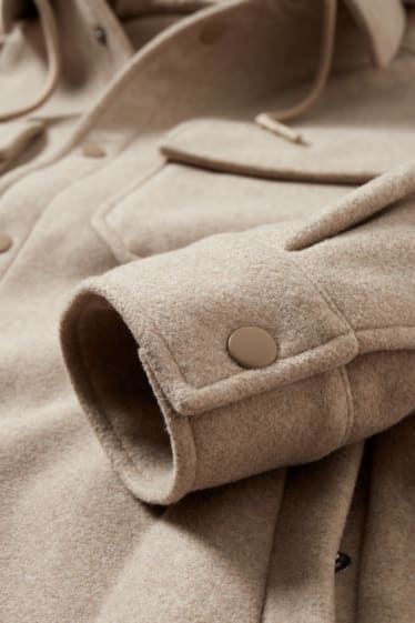 Herren - Hemdjacke mit Kapuze - hellbeige