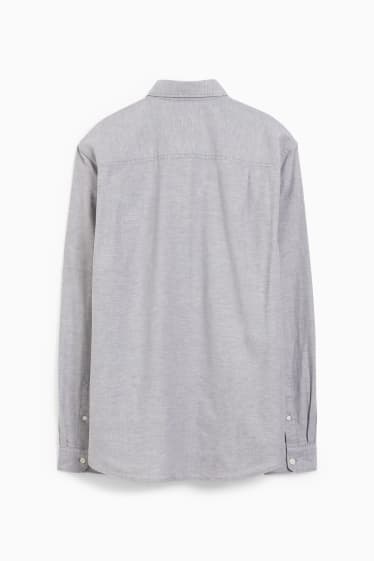 Hommes - Chemise oxford - regular fit - col button-down - gris
