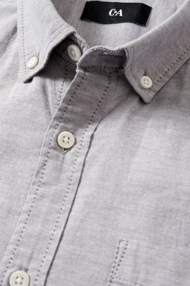Hommes - Chemise oxford - regular fit - col button-down - gris
