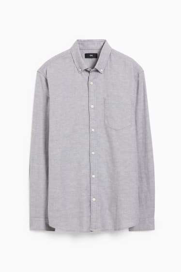 Hommes - Chemise oxford - regular fit - col button-down - gris